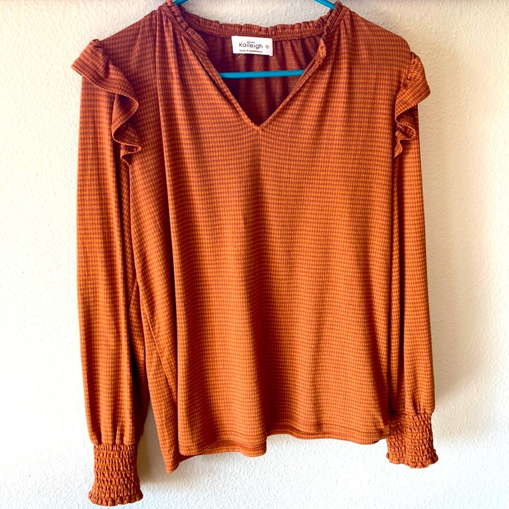 Ruffle detail knit long sleeve